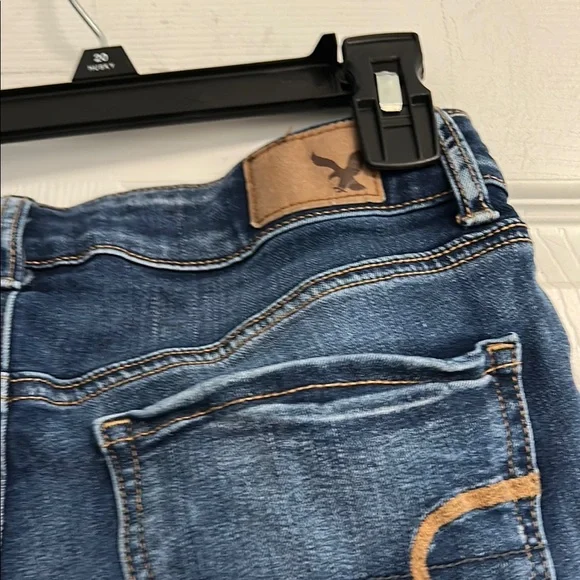 American Eagle Outfitters Women's Dark Blue Ripped Jean Shorts - Picture 11 of 17